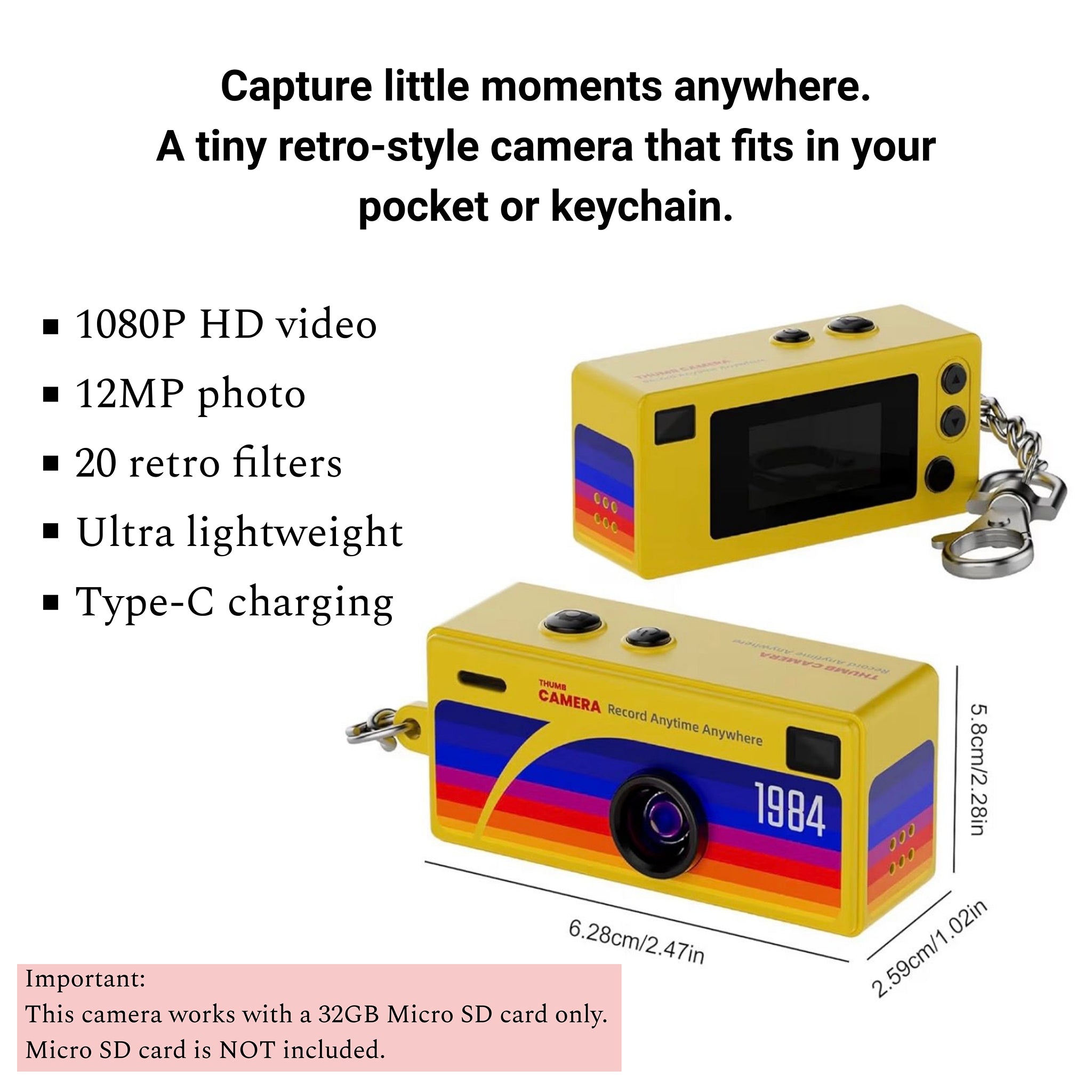 Retro Mini Camera Keychain