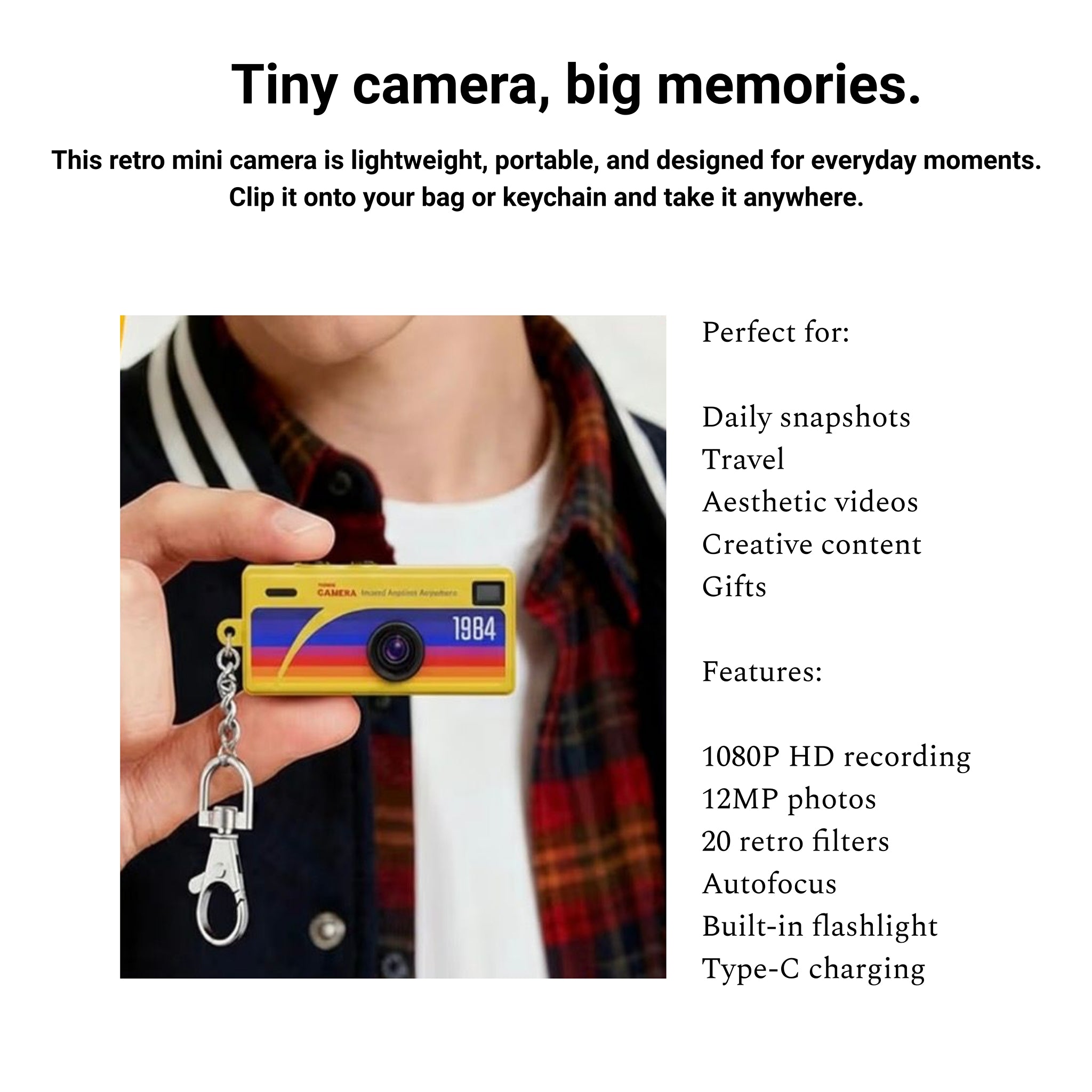 Retro Mini Camera Keychain