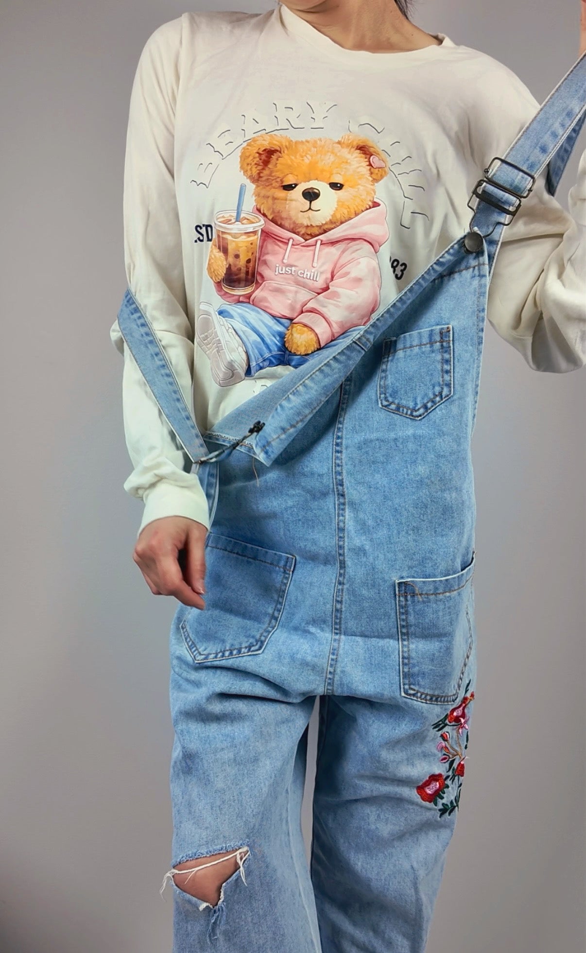 Coffee & Chill Bear Long Sleeve Tee