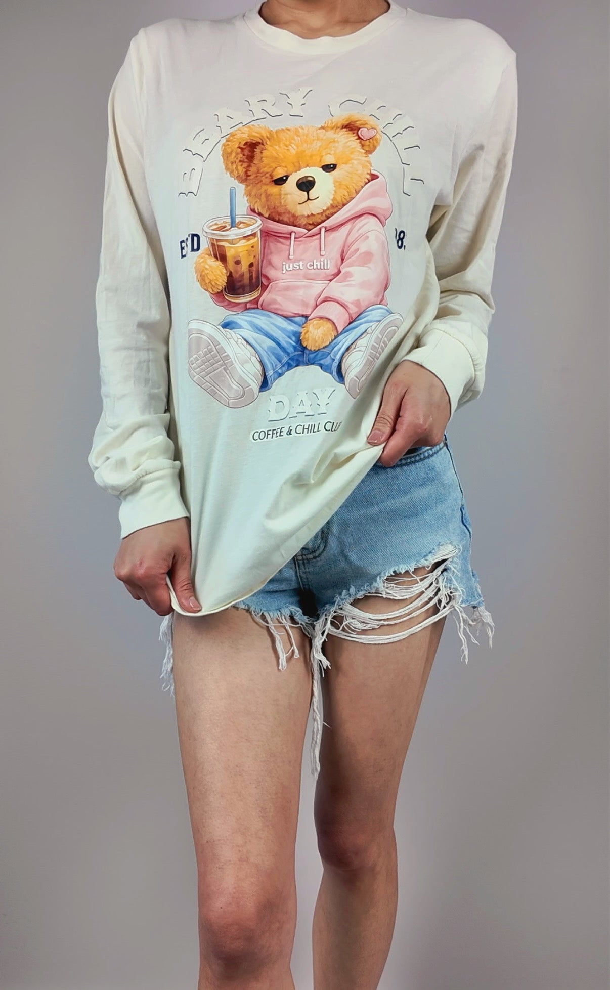 Coffee & Chill Bear Long Sleeve Tee