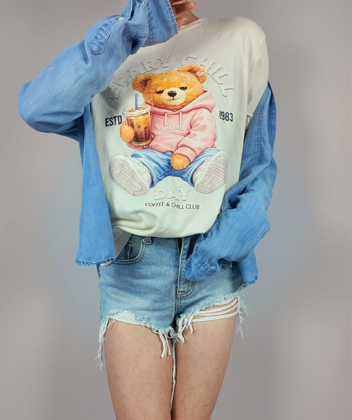 Coffee & Chill Bear Long Sleeve Tee