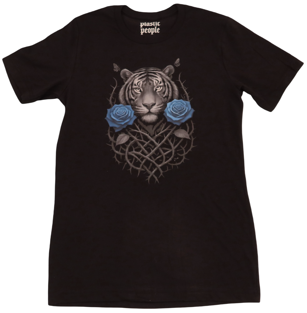 Tiger and Blue Rose Graphic T-Shirt